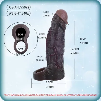 Hugo 7.1"×2" Black Vibrating Penis Sleeve | 10 Vibration Modes Remote Control